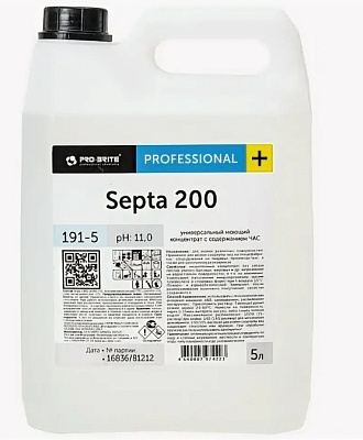 Фото детальное: Средство моющее c дезинфицирующим эффектом SEPTA 200 5л концентрат